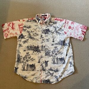 Tommy Hilfiger Declaration Short Sleeve Button Up Large 4th of July